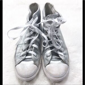 Converse Chuck Taylor’s silver high-tops
